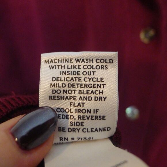 LL Bean Merino Wool Grandpa Cardigan Sweater - Burgundy M - Picture 5 of 6